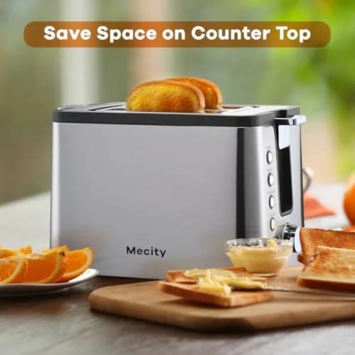 Mecity Toaster 2 Slice Stainless Steel Body | 6 Browning Settings, Timer, Bagel & Defrost Functions thumbnail 7