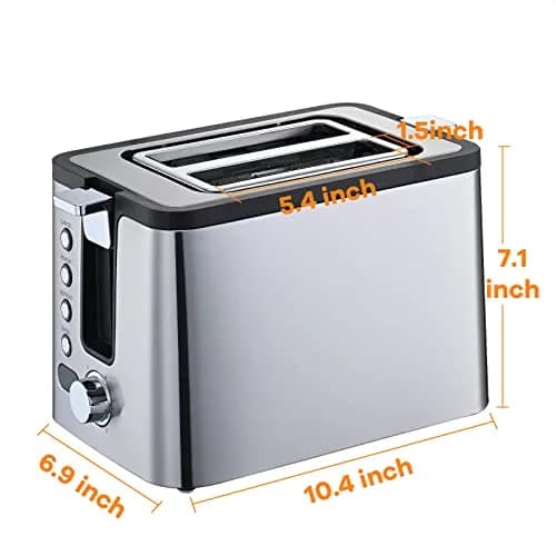 Mecity Toaster 2 Slice Stainless Steel Body | 6 Browning Settings, Timer, Bagel & Defrost Functions thumbnail 8