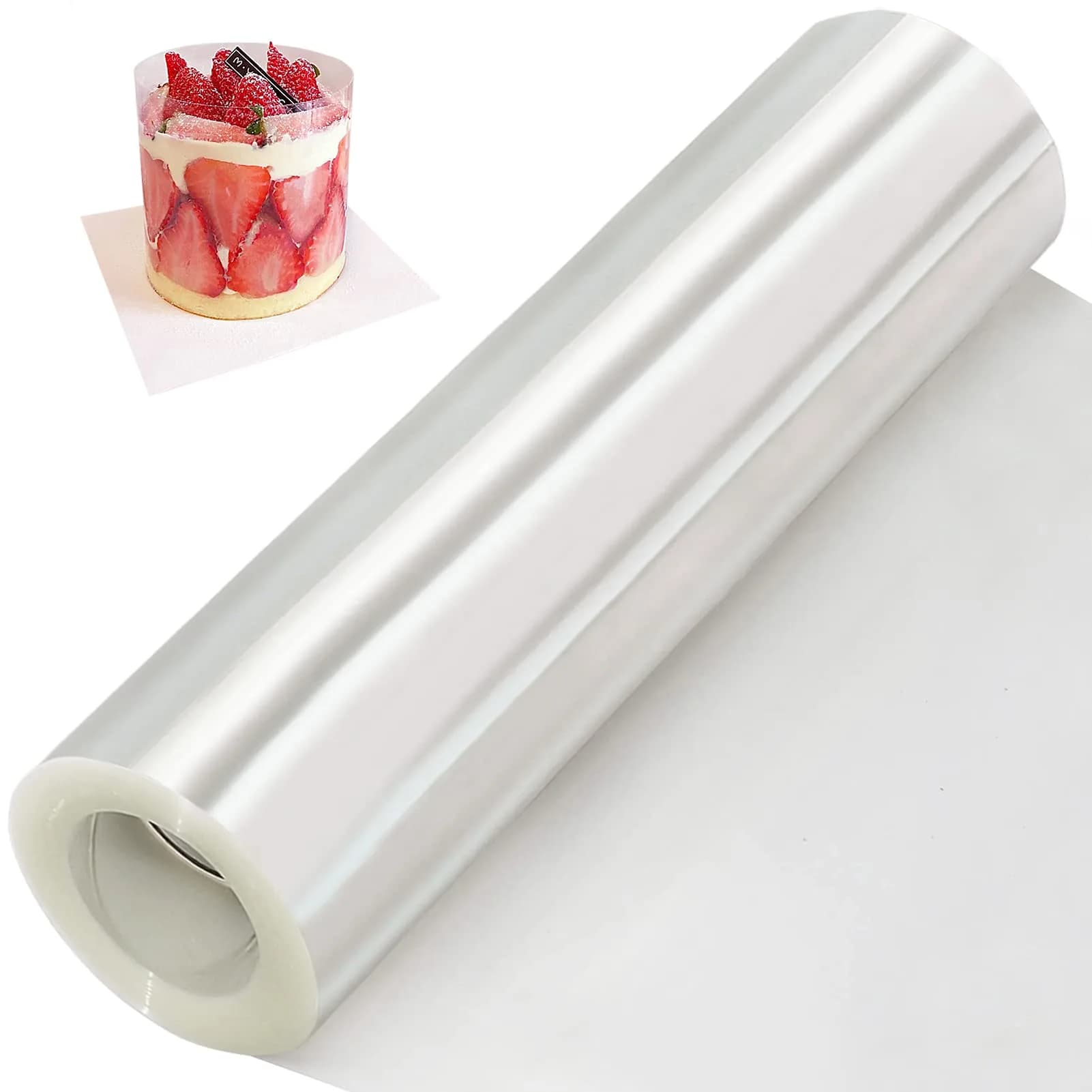 BYKITCHEN Acetate Cake Collar Roll 30cm x 10m (12in x 32.8ft) | Food Grade PP for Mousse & Chocolate Wrapping - main product image