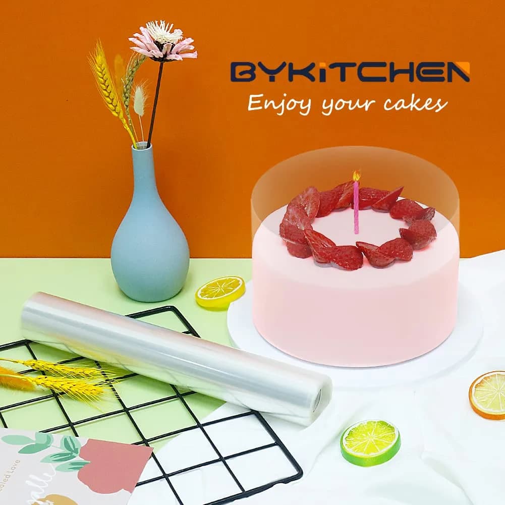 BYKITCHEN Acetate Cake Collar Roll 30cm x 10m (12in x 32.8ft) | Food Grade PP for Mousse & Chocolate Wrapping - view 7