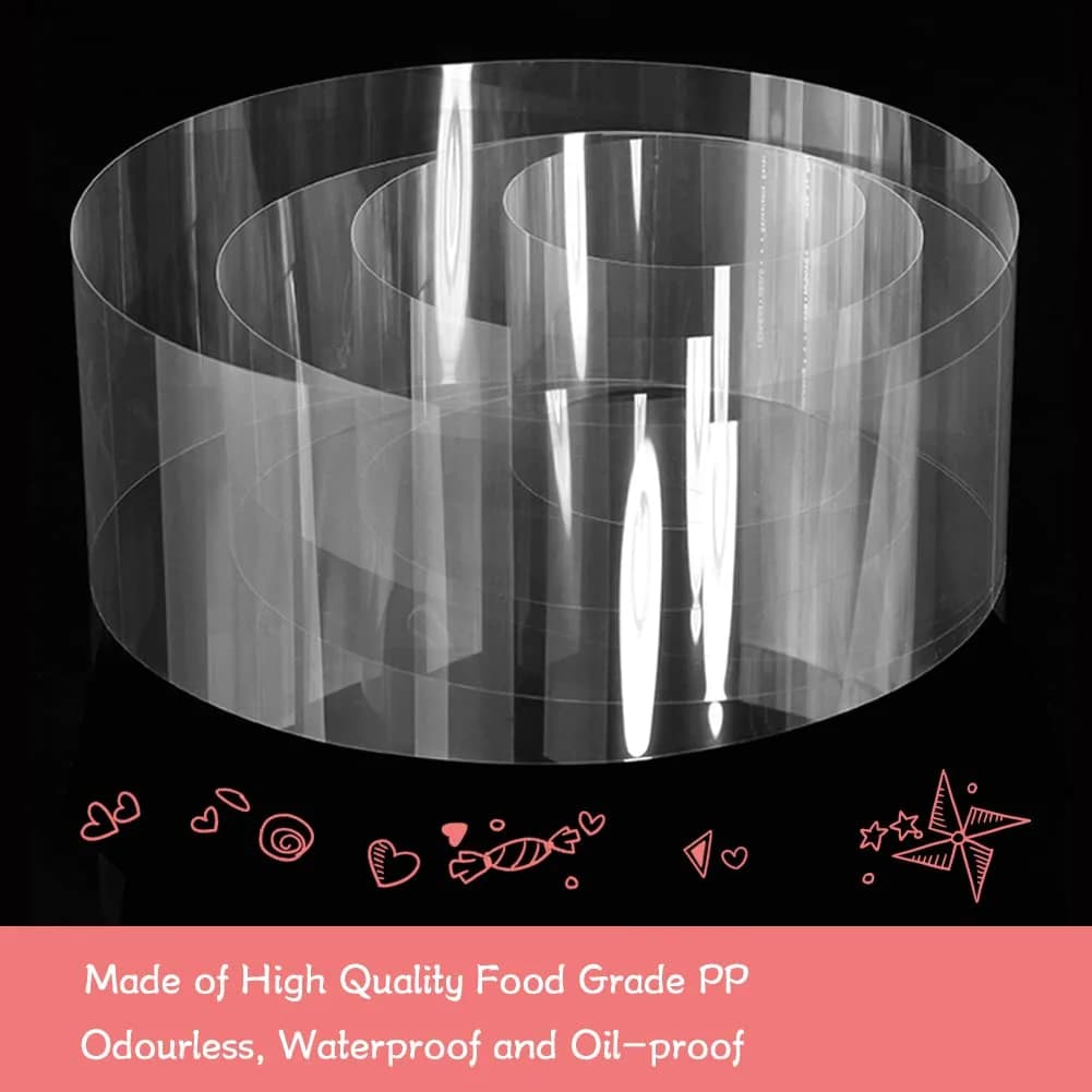 BYKITCHEN Acetate Cake Collar Roll 30cm x 10m (12in x 32.8ft) | Food Grade PP for Mousse & Chocolate Wrapping - view 4