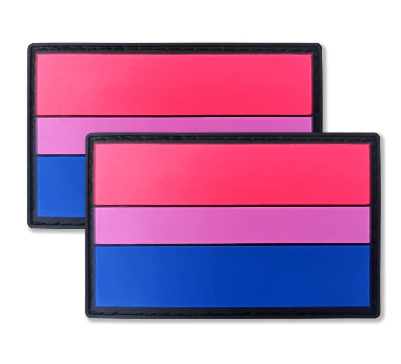 QQSD Fabric Applique Patch 2 Pack | PVC Hook & Loop Fastener, 8x5cm, Bi Pride Flag