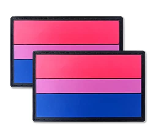 QQSD Fabric Applique Patch 2 Pack | PVC Hook & Loop Fastener, 8x5cm, Bi Pride Flag thumbnail 1