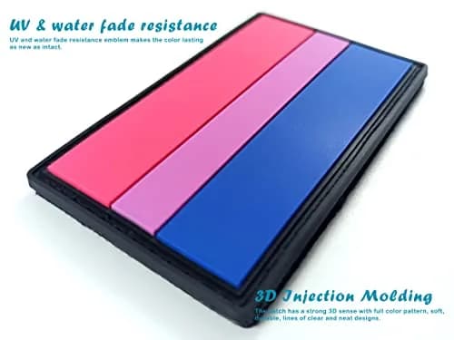 QQSD Fabric Applique Patch 2 Pack | PVC Hook & Loop Fastener, 8x5cm, Bi Pride Flag thumbnail 4