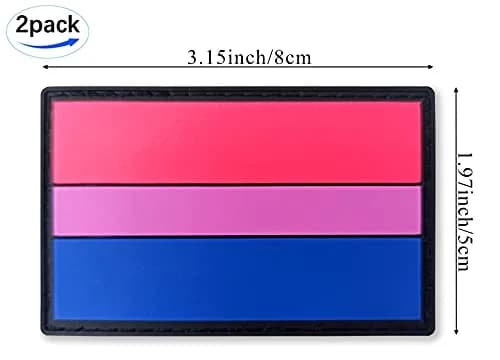 QQSD Fabric Applique Patch 2 Pack | PVC Hook & Loop Fastener, 8x5cm, Bi Pride Flag thumbnail 3