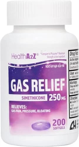 HealthA2Z Gas Relief Simethicone 250mg Softgels 200 Count | Fast Acting Antigas Medication thumbnail 1