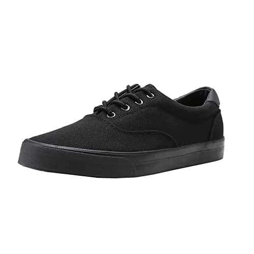 TOBER Men's Black Classic Low Top Canvas Fashion Sneakers with Memory Foam Insole | US Size 9 thumbnail 1