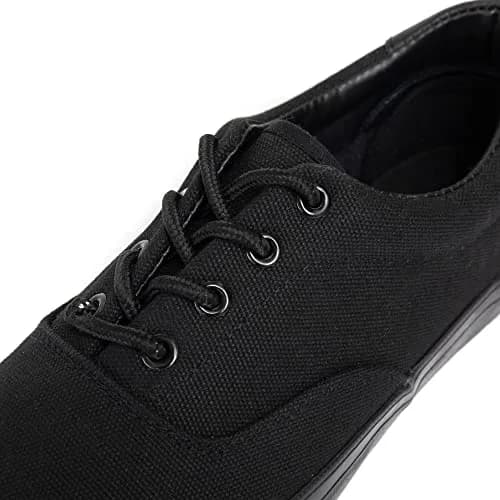 TOBER Men's Black Classic Low Top Canvas Fashion Sneakers with Memory Foam Insole | US Size 9 thumbnail 3