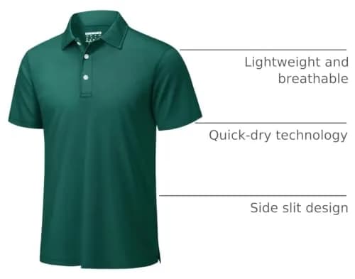 TACVASEN Mens Polo Shirt Short Sleeve Dry Fit Golf Collar Shirt | Lightweight, Breathable & Quick-Dry thumbnail 4