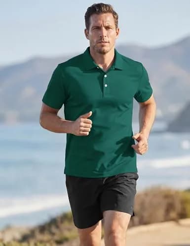 TACVASEN Mens Polo Shirt Short Sleeve Dry Fit Golf Collar Shirt | Lightweight, Breathable & Quick-Dry thumbnail 3
