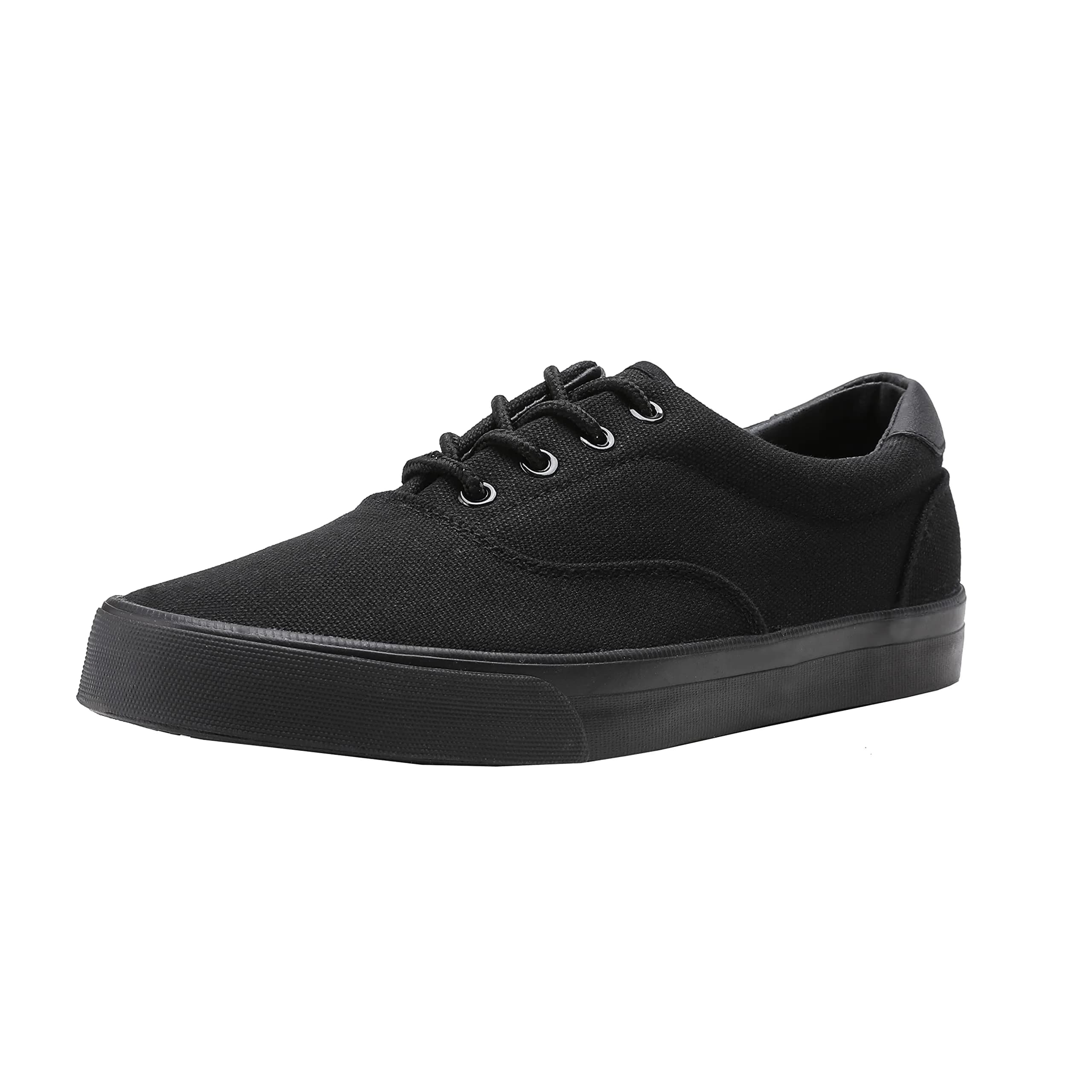 TOBER Men's Black Classic Low Top Canvas Fashion Sneakers 25.99cm (10.23in) | Anti-Slip Sole — Black