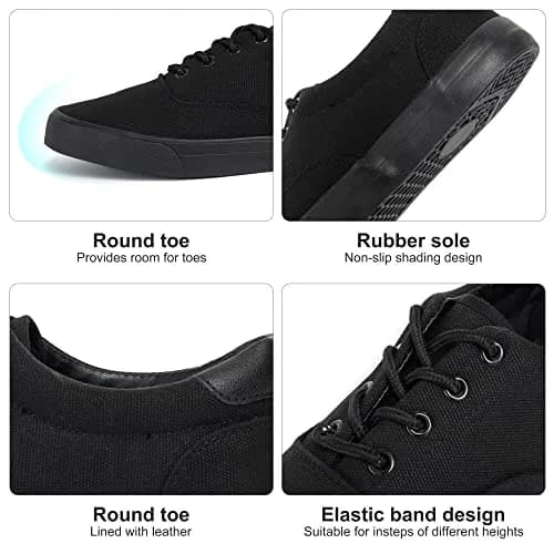 TOBER Men's Black Classic Low Top Canvas Fashion Sneakers 25.99cm (10.23in) | Anti-Slip Sole thumbnail 5