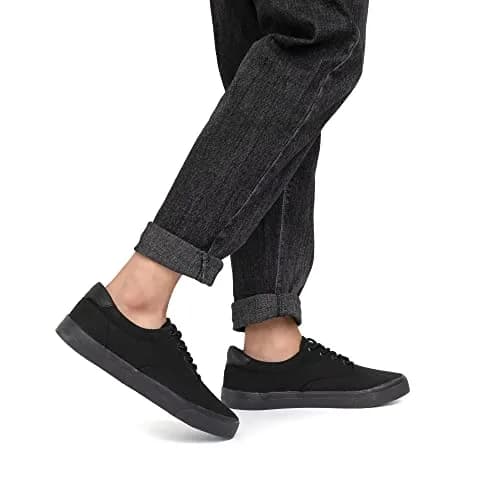 TOBER Men's Black Classic Low Top Canvas Fashion Sneakers 25.99cm (10.23in) | Anti-Slip Sole thumbnail 2