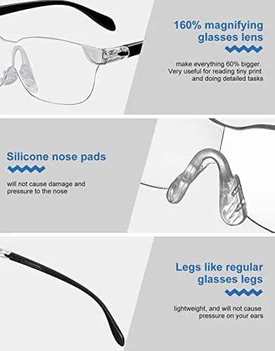 OKH Wearable Magnifying Glasses 1.6X Magnification (2-Pack) | Hands-Free Vision for Close Work thumbnail 5