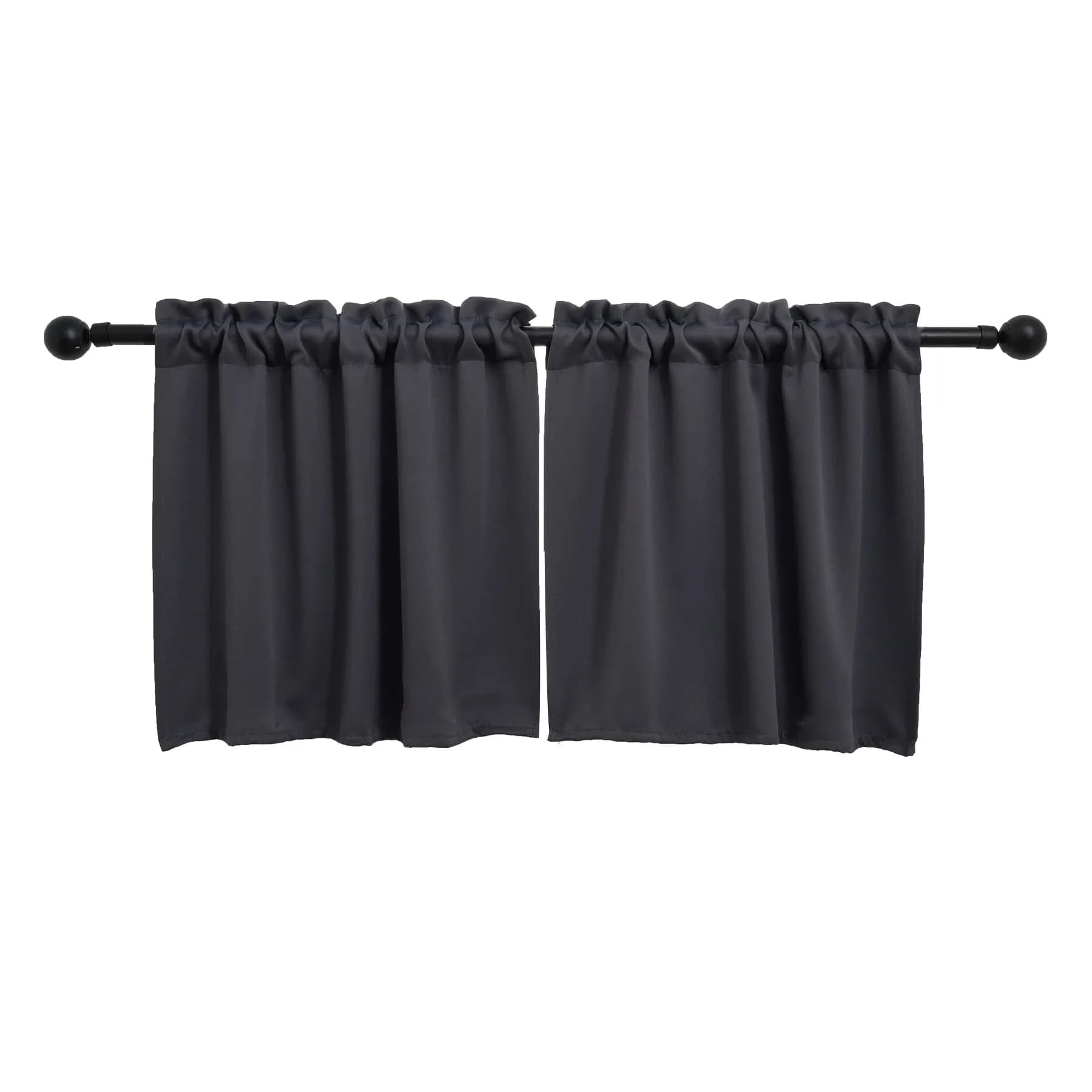 Pickluc 30"W x 24"L Grommet Tier Curtain Dark Grey | Blackout & Heat Insulation (70-120 chars)