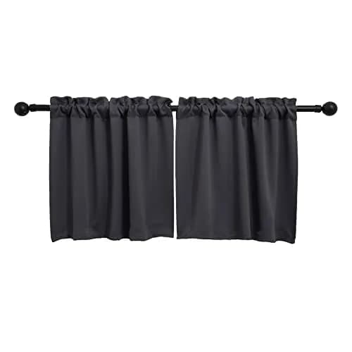 Pickluc 30"W x 24"L Grommet Tier Curtain Dark Grey | Blackout & Heat Insulation (70-120 chars) thumbnail 1