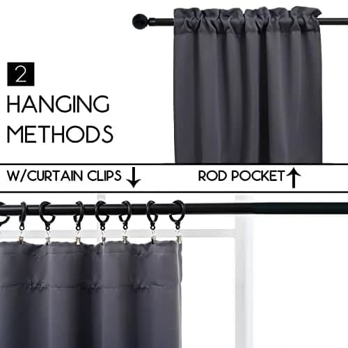 Pickluc 30"W x 24"L Grommet Tier Curtain Dark Grey | Blackout & Heat Insulation (70-120 chars) thumbnail 4