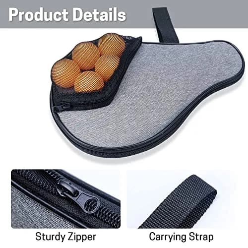 VISEMAN Waterproof Table Tennis Racket Cover, Impact Buffer, Holds 2 Paddles & 5 Balls thumbnail 6