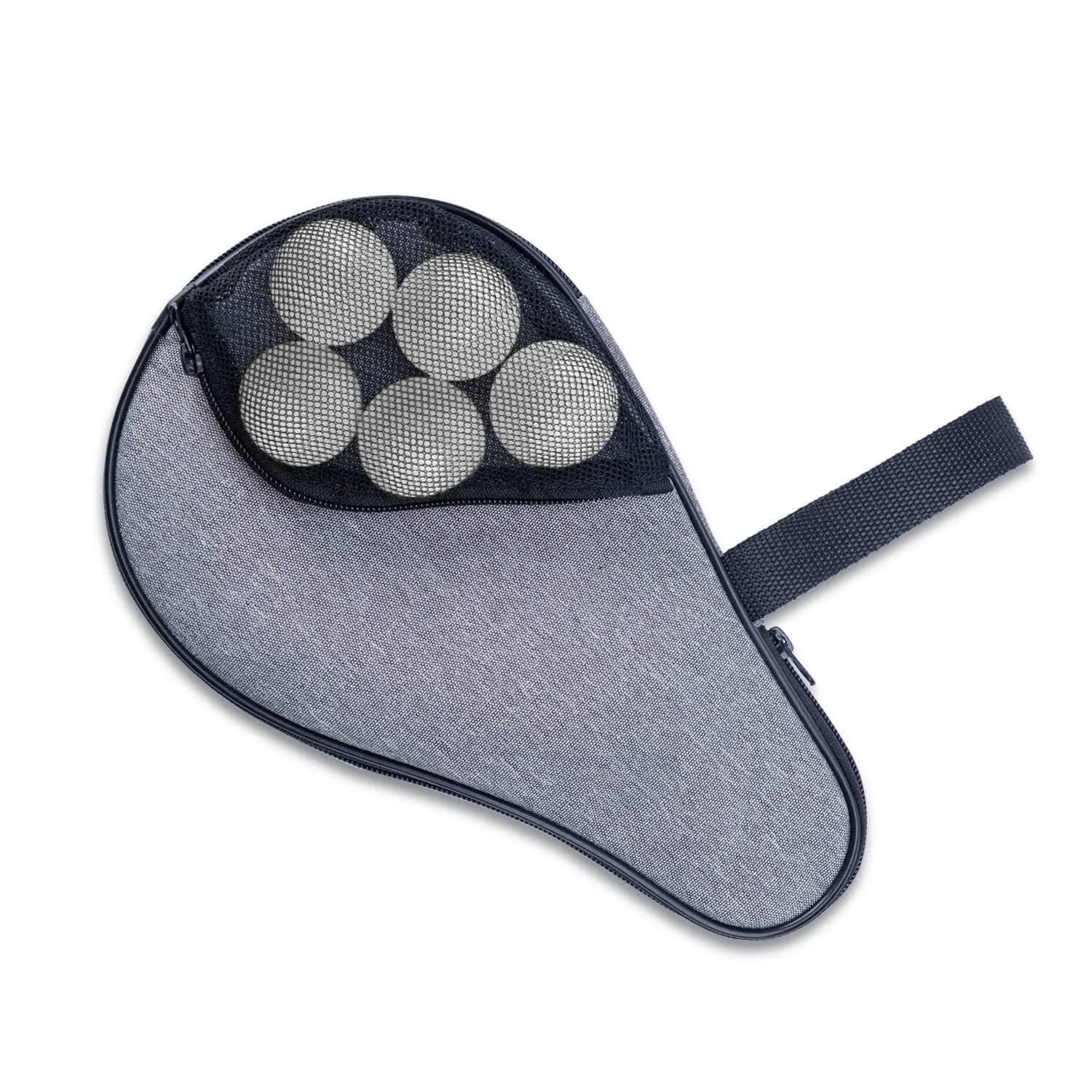 VISEMAN Waterproof Table Tennis Racket Cover, Impact Buffer, Holds 2 Paddles & 5 Balls — Gray
