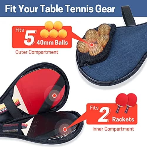 VISEMAN Waterproof Table Tennis Racket Cover, Holds 2 Paddles & 5 Balls, Impact Buffer thumbnail 3