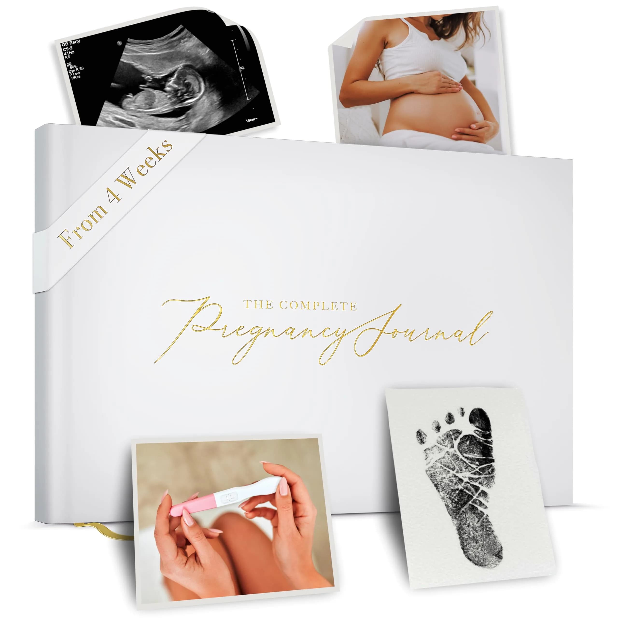 Bibi & Beau Woodland Pregnancy Journal 196 Pages | Weekly Pregnancy Planner & Scrapbook — Gold