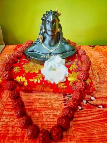 Rhymestore Adiyogi Statue for Car Dashboard, Pooja & Gift, Home & Office Decor (8 cm Height, Black) | Miniature Replica with Rudraksha Mala thumbnail 4