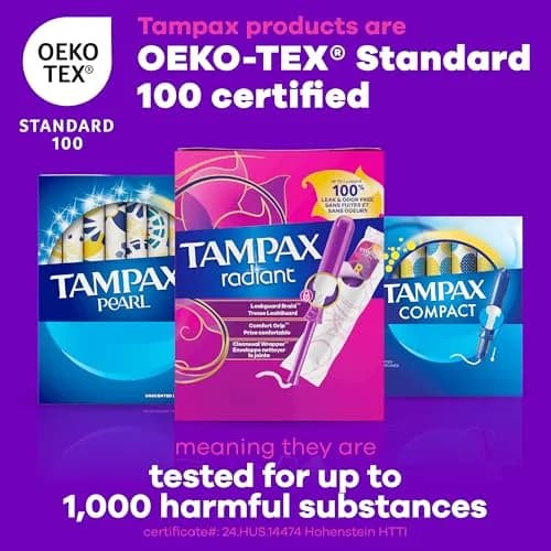 Tampax Radiant Tampons for Women, Super Absorbency, Unscented, 42 Count | #1 U.S. Gynecologist Recommended Tampon Brand thumbnail 8