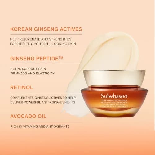 Sulwhasoo Concentrated Ginseng Rejuvenating Cream Rich | Anti-Aging Korean Face Moisturizer | Firming & Deep Hydration | Ginseng Peptide Retinol Cream for Dry Mature Skin, 1.69 fl. oz. thumbnail 7