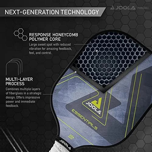 JOOLA Essentials Performance Pickleball Paddle | 232g (8.2oz) Fiberglass Surface, Poly Core, Blue thumbnail 4