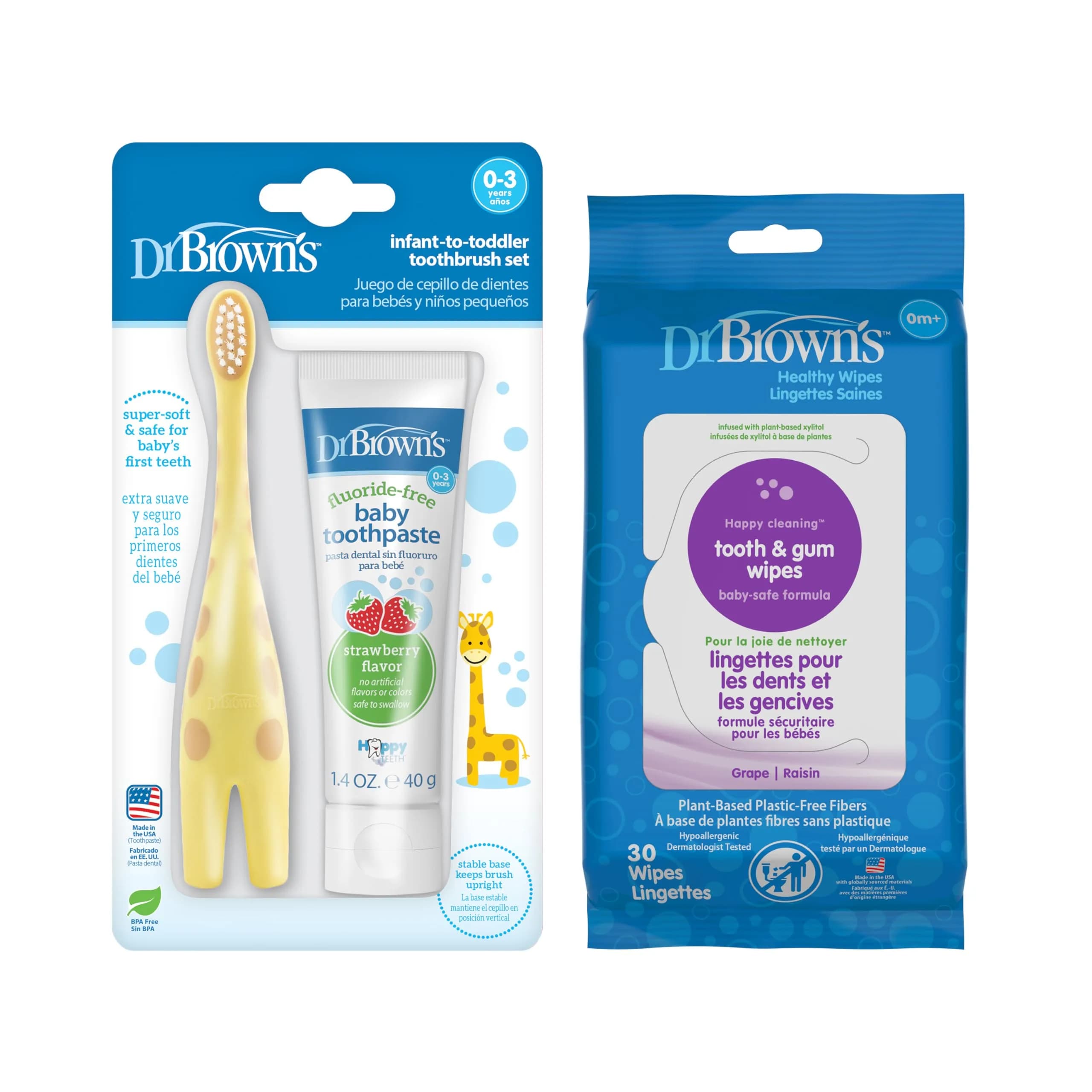 Dr. Brown's Infant Oral Care Bundle: Toothbrush, Toothpaste & Gum Wipes | USA Imported Baby Care Essentials - main product image