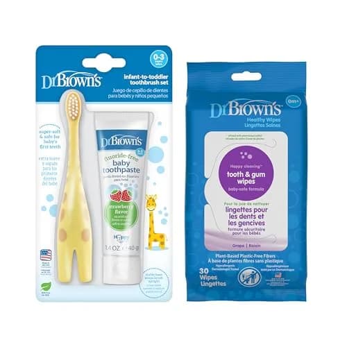 Dr. Brown's Infant Oral Care Bundle: Toothbrush, Toothpaste & Gum Wipes | Multi thumbnail 1