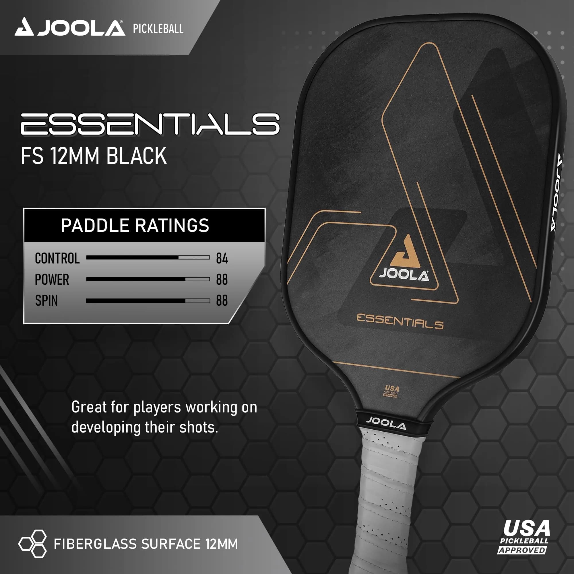 JOOLA Essentials Performance Pickleball Paddle | 232g (8.2oz) Fiberglass Surface, Poly Core - view 2