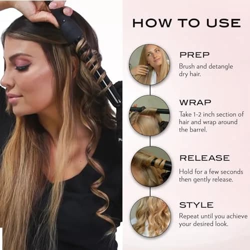 NuMe Classic Ceramic Curling Wand 3.18 cm (1.25 Inch) | Creates Beachy Waves & Loose Curls thumbnail 5