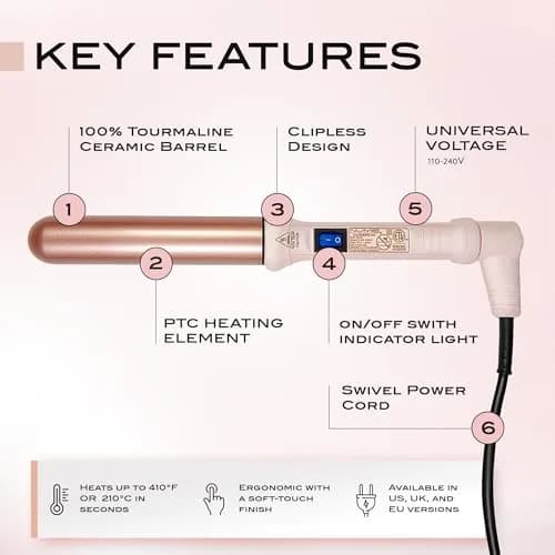 NuMe Classic Ceramic Curling Wand 3.18 cm (1.25 Inch) | Creates Beachy Waves & Loose Curls thumbnail 2
