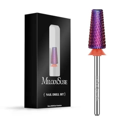 MelodySusie 5-in-1 Nail Drill Bits Set, 3/32'' Carbide Tungsten Purple Fine Grit | Professional Manicure Pedicure Tool thumbnail 1