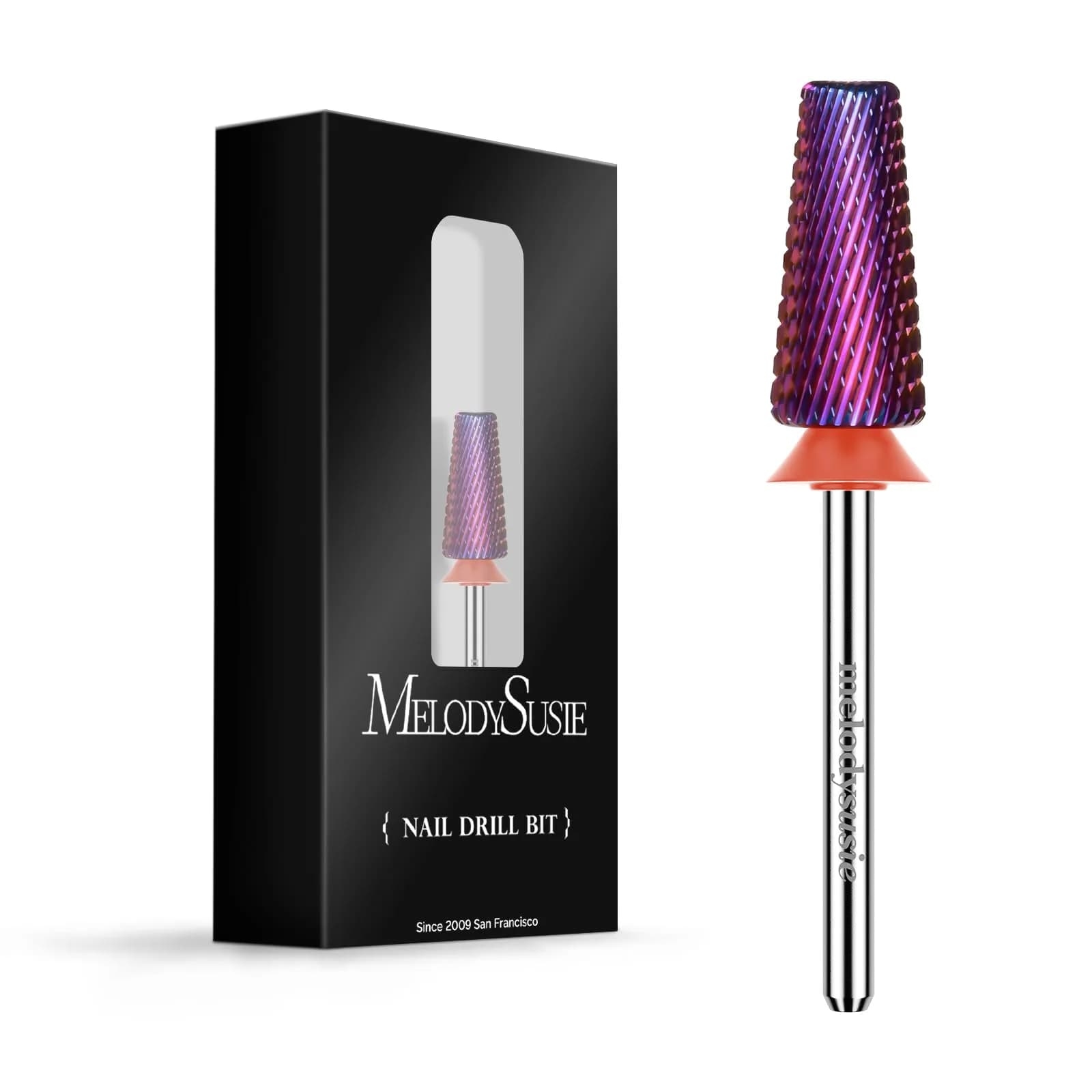 MelodySusie 5-in-1 Nail Drill Bits Set, 3/32'' Carbide Tungsten Purple Fine Grit | Professional Manicure Pedicure Tool - main product image