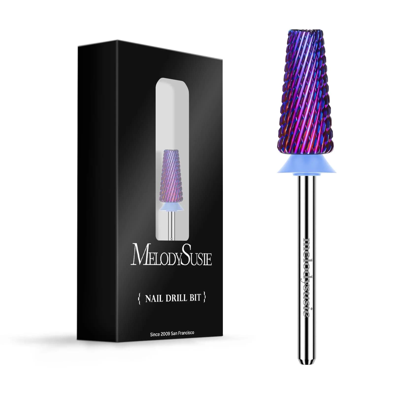 MelodySusie 5 in 1 Nail Drill Bits Set Purple Medium 3/32'' Carbide Tungsten | Professional Manicure Pedicure Tool - main product image