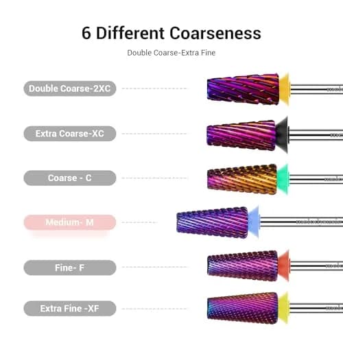 MelodySusie 5 in 1 Nail Drill Bits Set Purple Medium 3/32'' Carbide Tungsten | Professional Manicure Pedicure Tool thumbnail 4