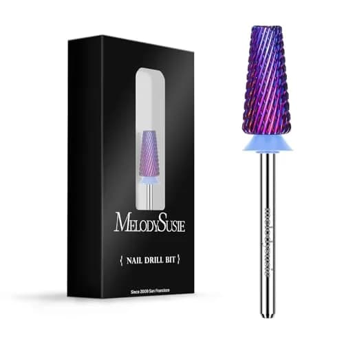 MelodySusie 5 in 1 Nail Drill Bits Set Purple Medium 3/32'' Carbide Tungsten | Professional Manicure Pedicure Tool thumbnail 1