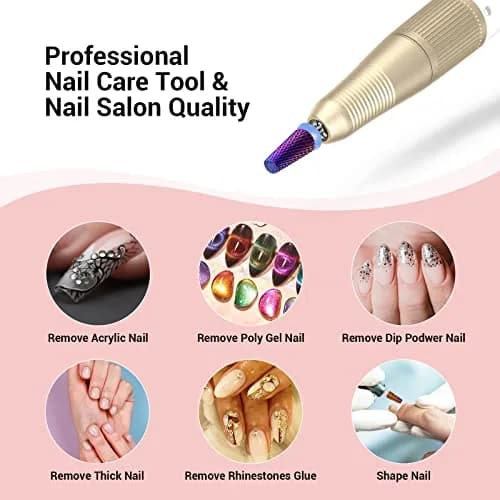 MelodySusie 5 in 1 Nail Drill Bits Set Purple Medium 3/32'' Carbide Tungsten | Professional Manicure Pedicure Tool thumbnail 7