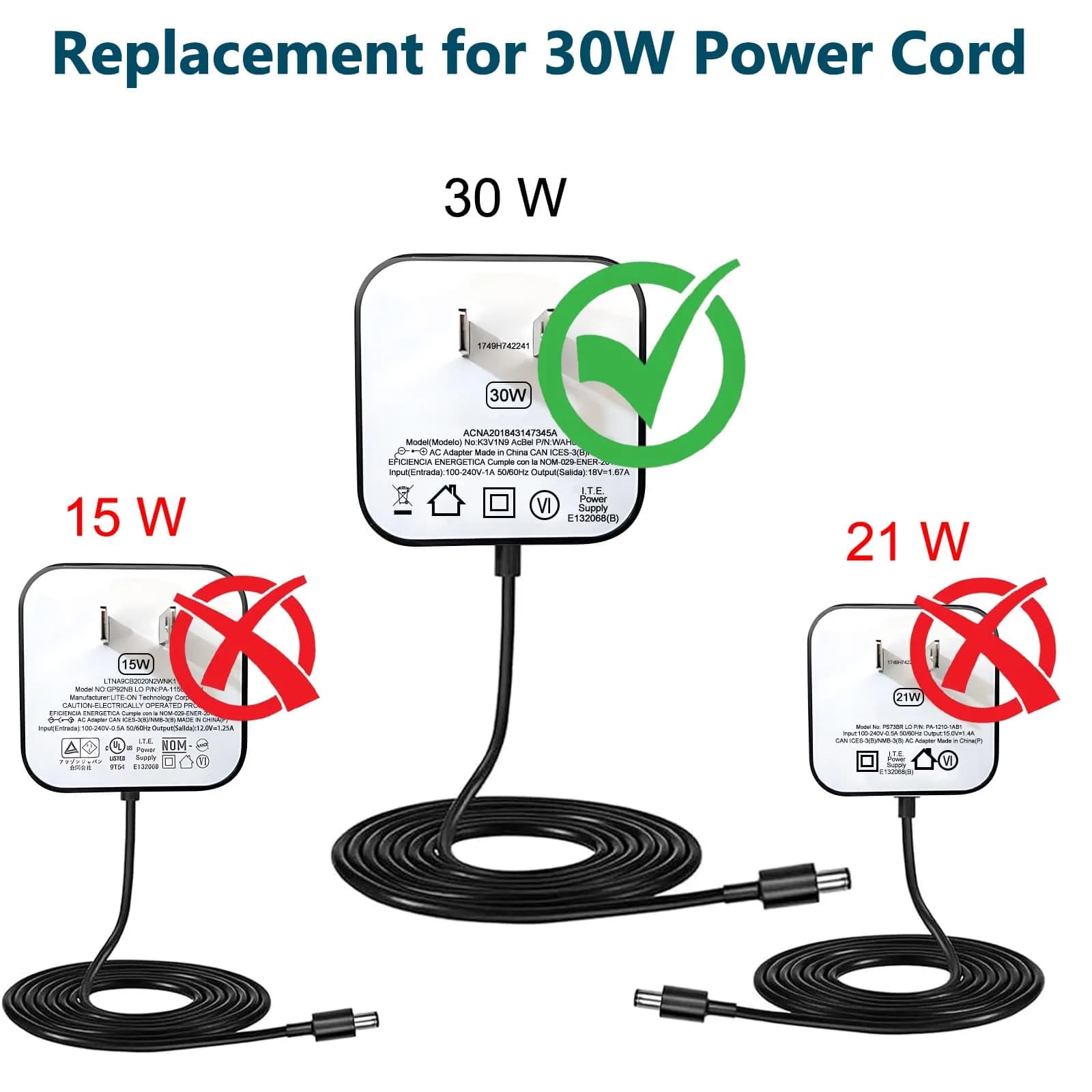 ZTTXL 30W AC Power Adapter for Echo Devices 1.76m (5.8Ft) | USA-Imported Power Cord for Echo 4th Gen, Show 10 (3rd Gen), Show 8 - view 7