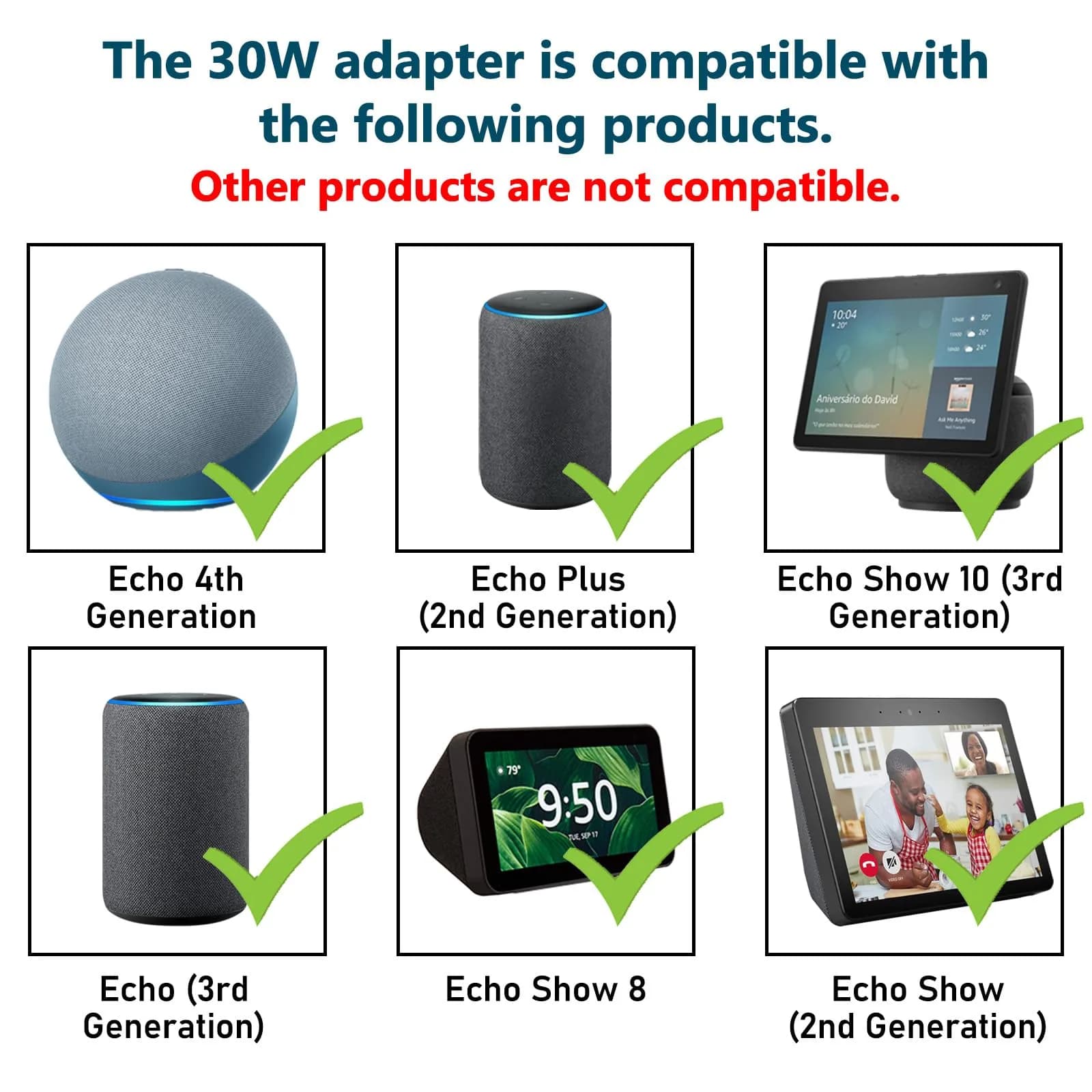 ZTTXL 30W AC Power Adapter for Echo Devices 1.76m (5.8Ft) | USA-Imported Power Cord for Echo 4th Gen, Show 10 (3rd Gen), Show 8 - view 2