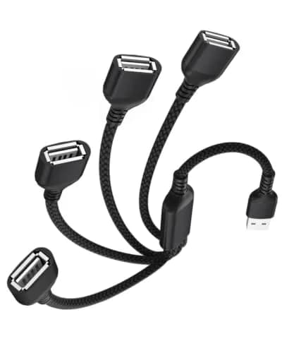 Elebase USB Splitter Cable 1m (3.3ft) Black | Connect 4 Devices Instantly thumbnail 1