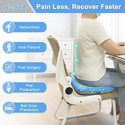 AOSSA Donut Seat Cushion for Tailbone Pain 38 cm (15 in) x 33 cm (13 in) | Medical Grade Support for Hemorrhoids & Post Surgery thumbnail 3