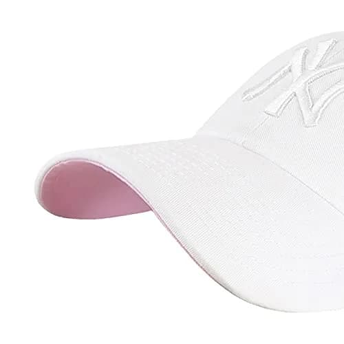 '47 New York Yankees Ballpark Clean Up Dad Hat Baseball Cap | Relaxed Fit Cotton Twill, Adjustable Strapback, White/Pink Bottom thumbnail 2