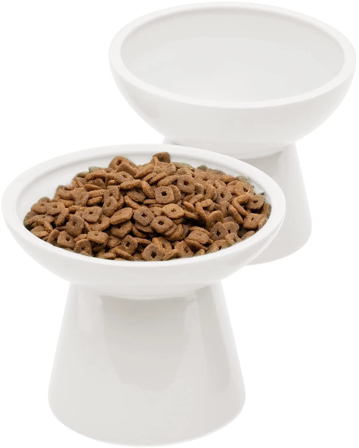 CEEFU 2-Pack Elevated Ceramic Cat Bowls Extra Wide for Food & Water | Whisker-Friendly, Stable & Stylish