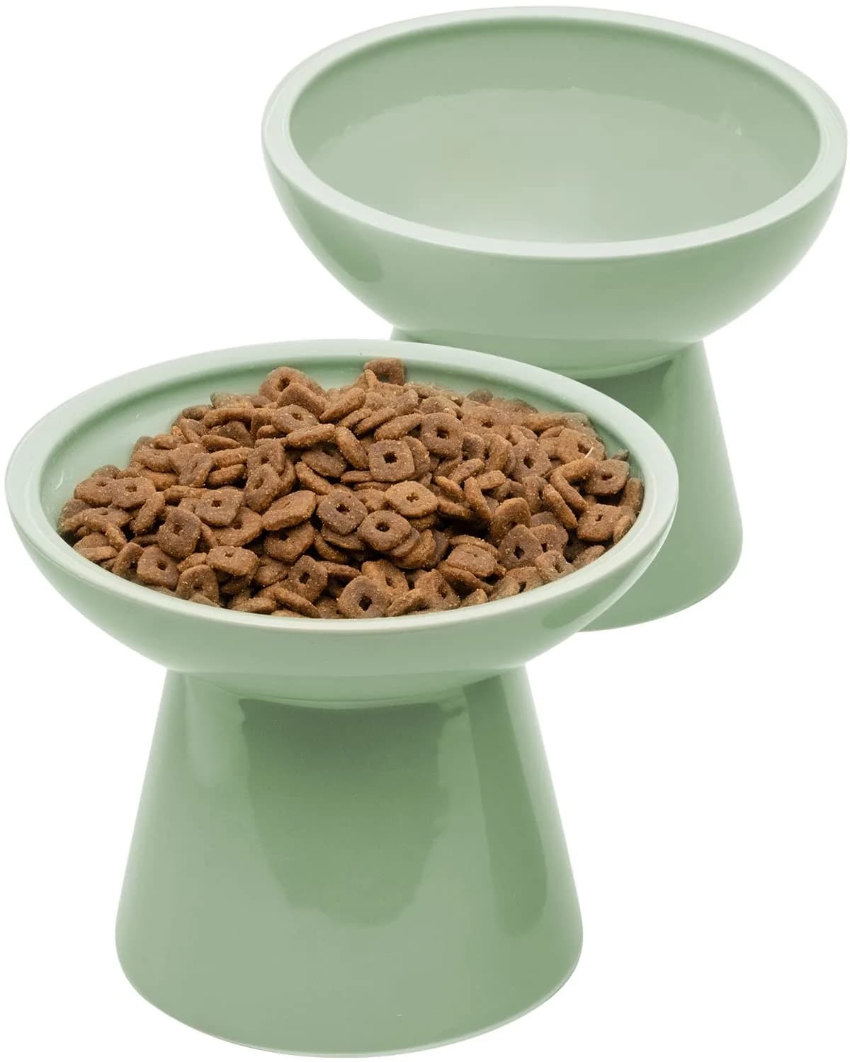 CEEFU 2-Pack Elevated Ceramic Cat Bowls Extra Wide for Food & Water | Whisker-Friendly, Stable & Stylish