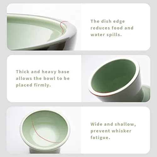CEEFU 2-Pack Elevated Ceramic Cat Bowls Extra Wide for Food & Water | Whisker-Friendly, Stable & Stylish thumbnail 3