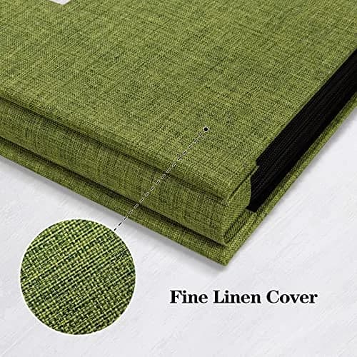 Mublalbum Green Linen Cover Photo Album with Window, 100 Pockets (50 Sheets) | Holds 1 Horizontal 4x6 Photo Per Page thumbnail 6