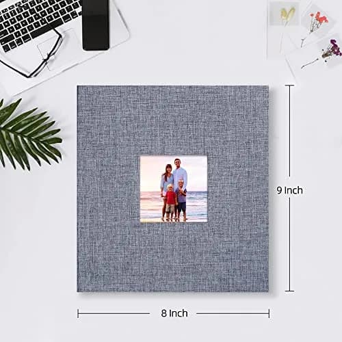 Mublalbum Gray Linen Cover Photo Album with Window, 200 Pockets (9" x 8.3" x 2") | Classic Memory Keeper thumbnail 2